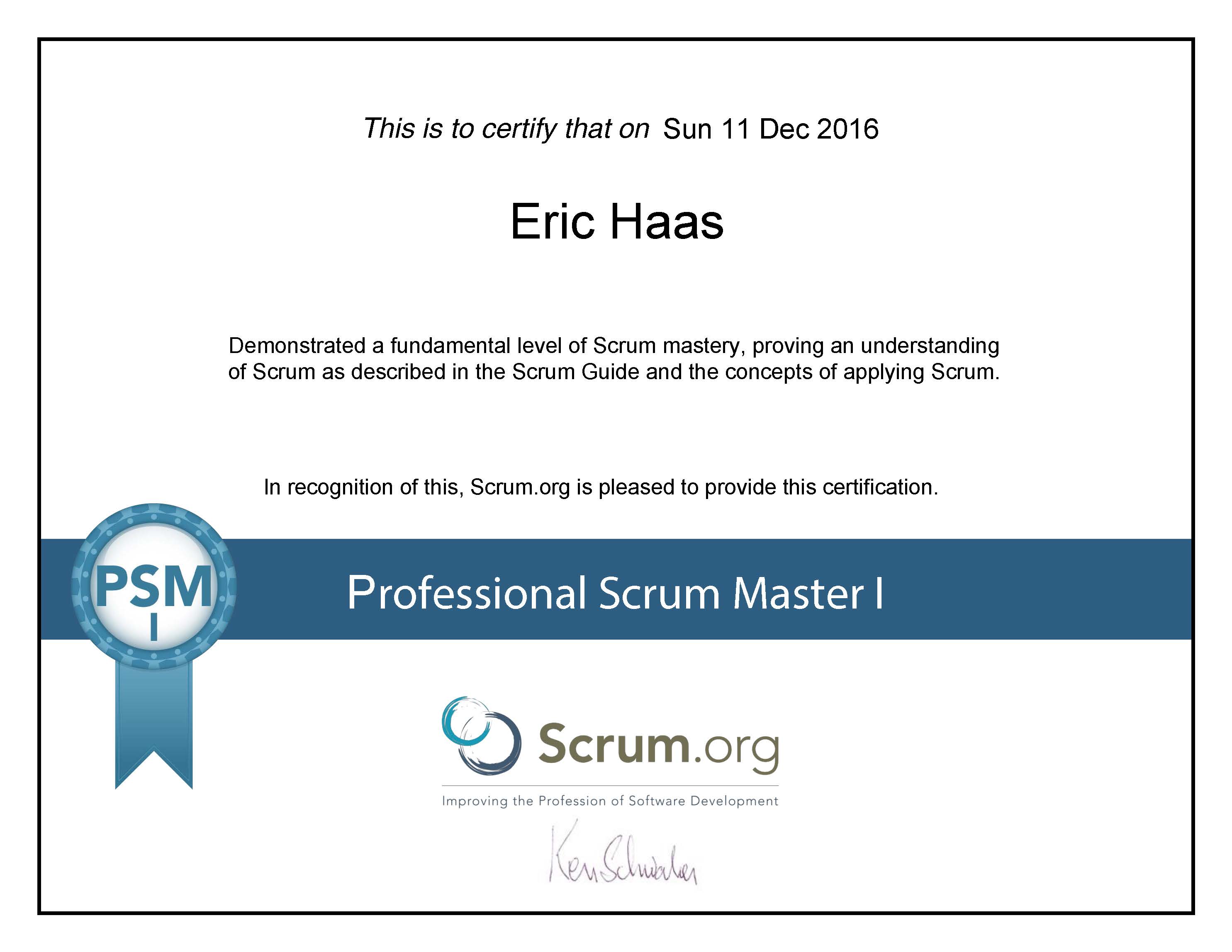 Professional Scrum Master (Certificate)